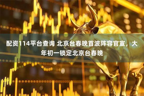 配资114平台查询 北京台春晚首波阵容官宣，大年初一锁定北京台春晚